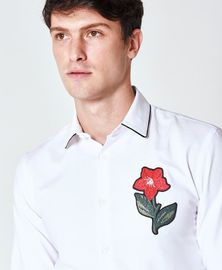 Custom Embroidery Mens Fashion Casual Shirts , White Long Sleeve Collar Shirt